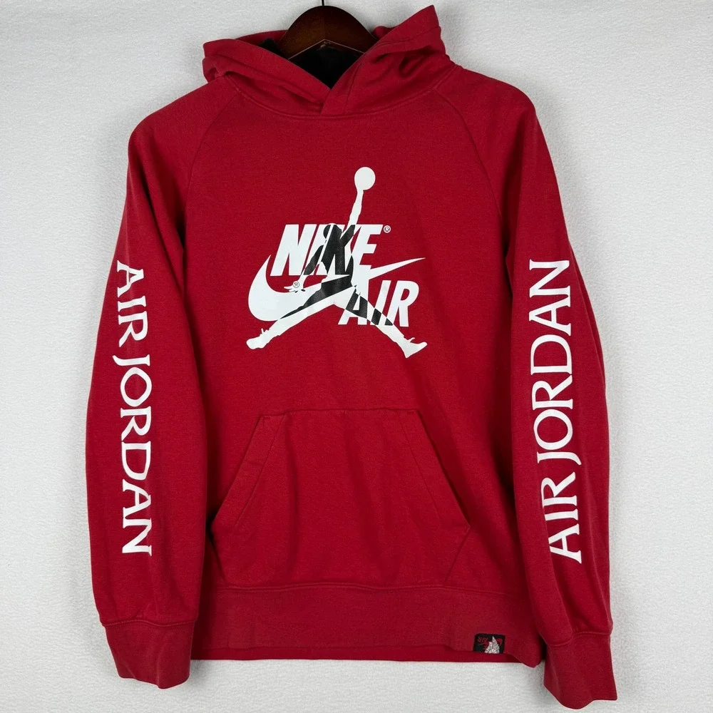 Jordan Hoodie Kids XL Red Nike Air Jumpman Logo Basketball Pullover Sweatshirt